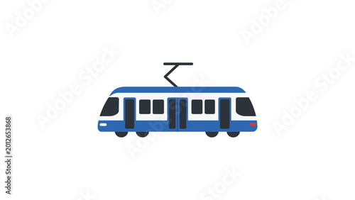 Fotografie Elegant vector icon of a classic city tram illustration, hand-drawn outline of a public transit streetcar, minimalist scalable graphic design element for urban transportation and travel themes