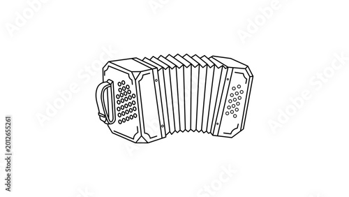 Fotografie Professional bandoneon vector icon with an editable stroke, this minimalist line illustration of a traditional accordion instrument is perfect for tango music designs and concert posters