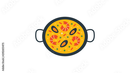 Foto High-quality paella pan vector icon with editable stroke and adjustable line weight, perfect for Spanish cuisine menus, cooking apps, and culinary designs, hand-drawn minimalist illustration