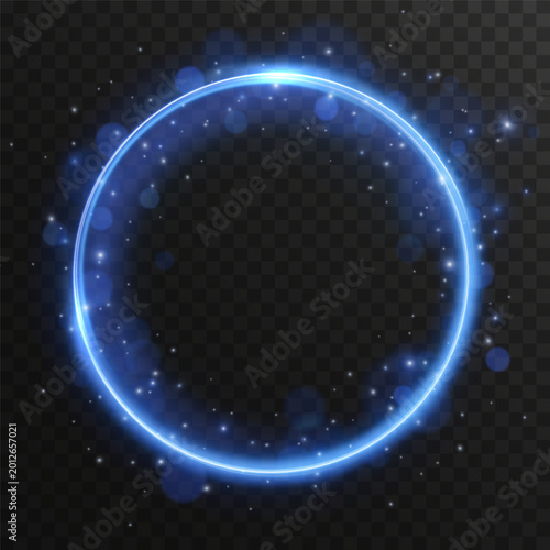 Abstract blue glowing energy ring with fluid plasma waves and circular motion. Futuristic digital light loop with dynamic flow and soft luminous effect vector illustration for tech art.