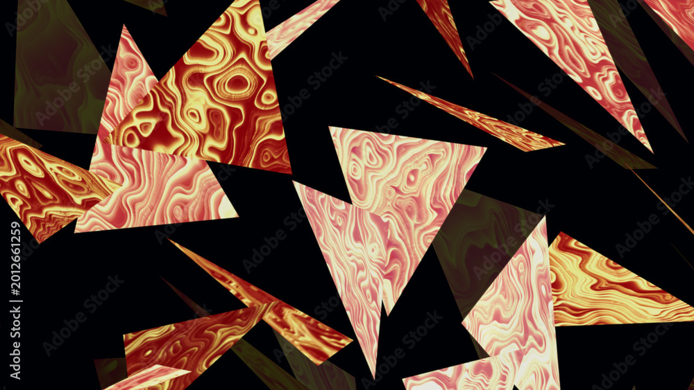Fotografie Abstract red and orange triangular geometric fragmentation