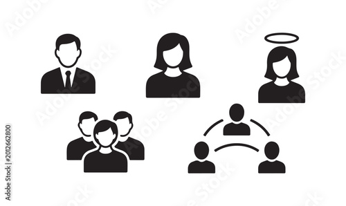 Schilderij op canvas People vector icon set