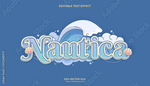 decorative nautica wave editable text effect design