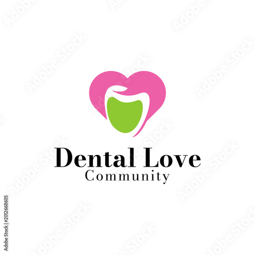 Vector dental love logo design template