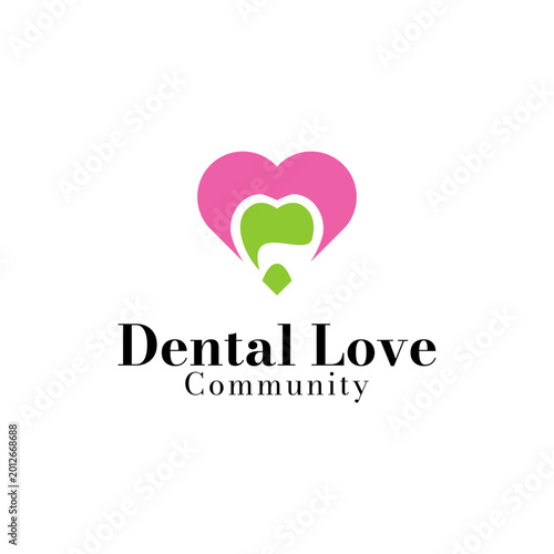 Vector dental love logo design template
