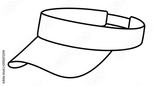 Sun visor cap vector icon illustration featuring editable stroke, hand-drawn minimalist outline of athletic headwear for beach, sport, and casual wear with customizable line weight for designers.