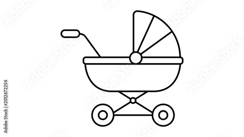 Photos Versatile baby stroller illustration featuring an editable stroke, this clean vector icon is ideal for family apps, baby product branding, and minimalist parenting graphics with customizable lines