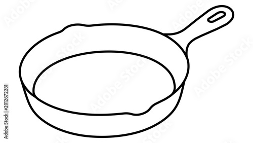 Foto Professional cast iron skillet vector icon with editable stroke for kitchenware branding and culinary design projects