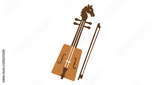 Fényképezés Traditional Mongolian horsehead fiddle vector icon