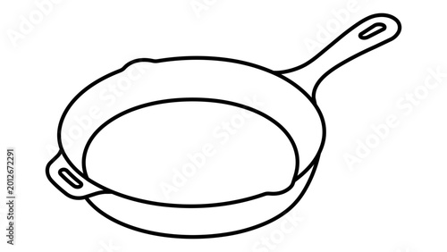 Foto Professional cast iron skillet vector icon with editable stroke, a clean hand-drawn illustration perfect for restaurant menus, cooking blogs, and culinary kitchen equipment branding graphics