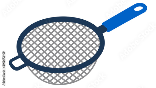 Obraz na plátně Kitchen mesh sieve vector icon illustration featuring a clean hand-drawn outline of a professional strainer tool, perfect for food preparation, baking tutorials, and culinary web design