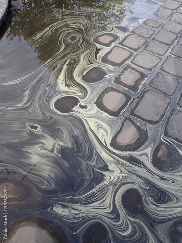 dust ans oil stain on water pound