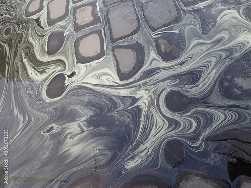 dust ans oil stain on water pound