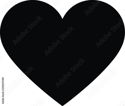 Solid black heart shape icon with social media valentine favorite minimalist