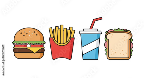 Photos Fast food meal with burger fries.