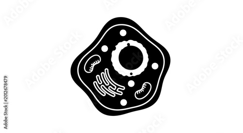 Bild auf Leinwand Black and white cell diagram on white background for science and biology