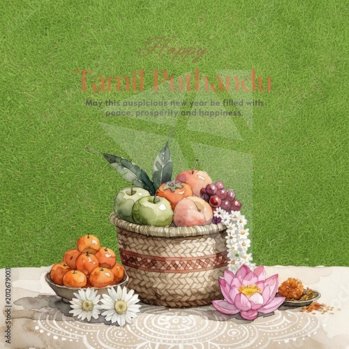 still life with basket of fruits and vegetables