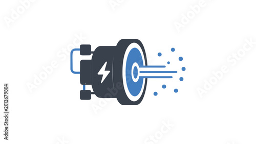 Photos Detailed ion thruster vector icon representing advanced space propulsion technology, perfect for science and aerospace engineering illustration, featuring a clean minimalist outline graphic