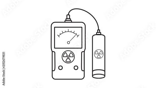 Quadro su tela Professional Geiger counter vector icon with editable stroke for radiation detection and safety monitoring illustration, featuring a minimalist line style for science and industry designs
