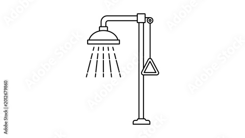 Tableau sur toile Emergency safety shower vector icon illustration with editable stroke for laboratory workplace health and industrial security standards in a clean minimalist hand-drawn outline style