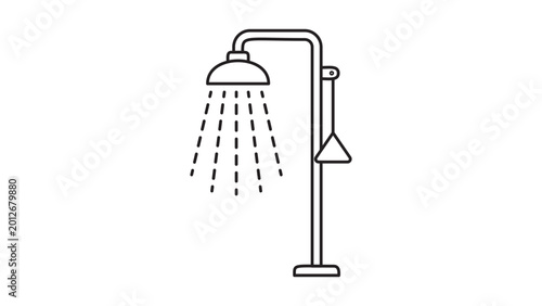 Cuadro en lienzo Emergency safety shower vector icon for industrial lab safety equipment illustration with a clean minimalist design featuring an editable stroke for customizable line thickness and style