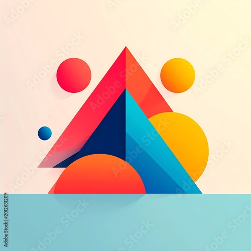 Vibrant geometric shapes abstract art design.