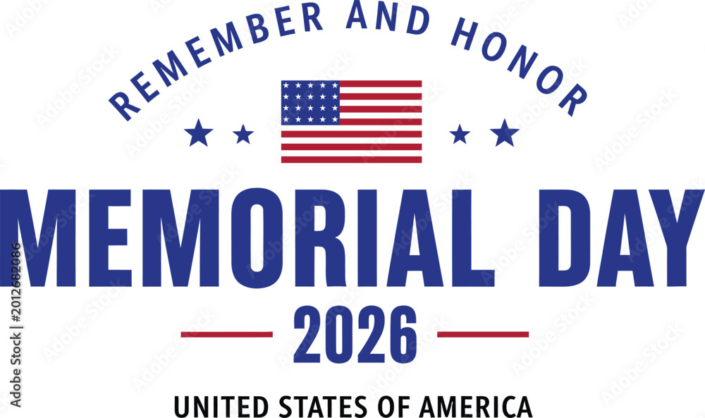 Αυτοκόλλητο Memorial day 2026 graphic remember and honor fallen heroes patriotic design