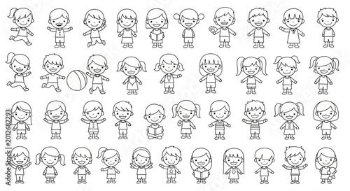 Canvastavla Diverse cartoon children expressions emotions.