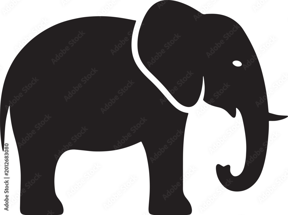 Fototapeta premium Cute elephant cartoon vector illustration of wild safari animal icon design