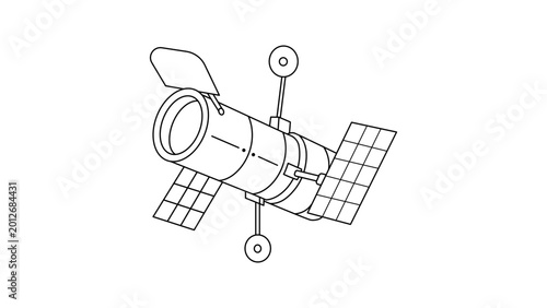 Fotografía Deep space telescope vector icon illustration with an editable stroke for custom line weight, depicting an advanced celestial observatory in a clean minimalist style for scientific discovery app
