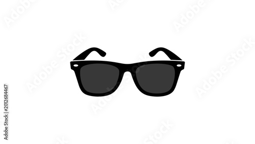 Obraz na płótnie Elegant wayfarer sunglasses illustration featuring a crisp black outline and hand-drawn minimalist vector icon style perfect for fashion catalogues and summer holiday design advertisements