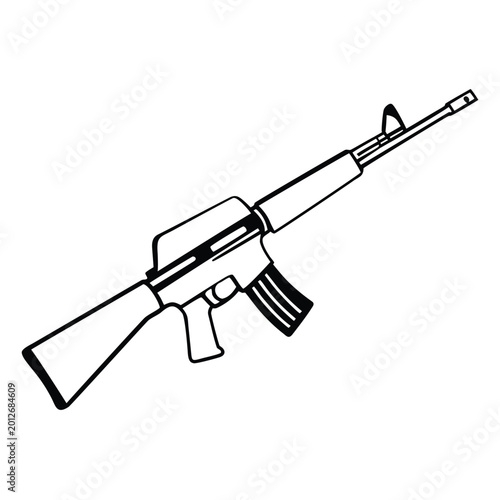 a rifle silhouette vector icon design with a white background	
