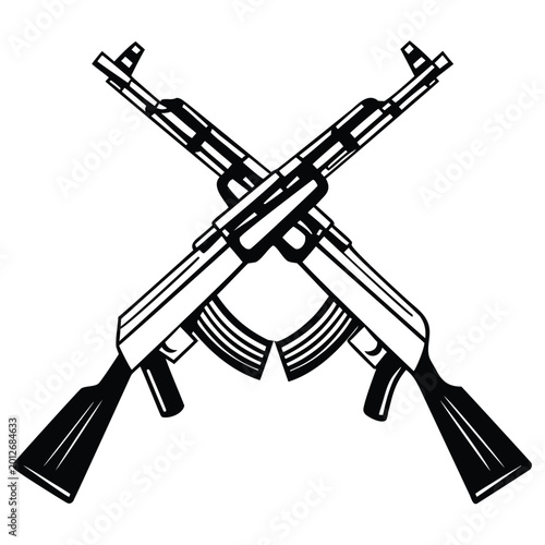 a rifle silhouette vector icon design with a white background	