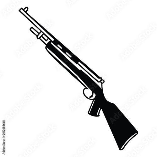 a rifle silhouette vector icon design with a white background	