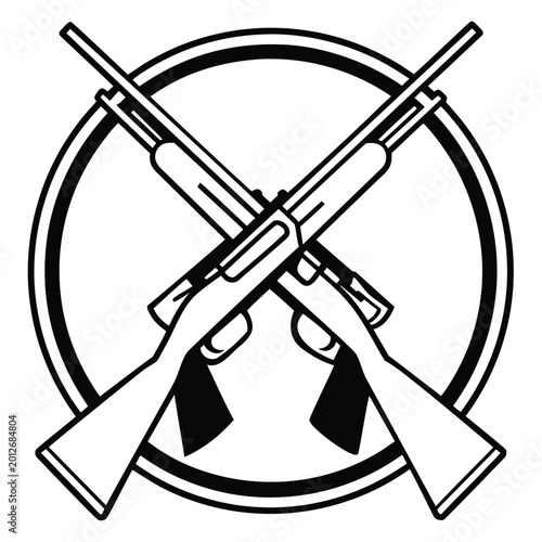 a rifle silhouette vector icon design with a white background	