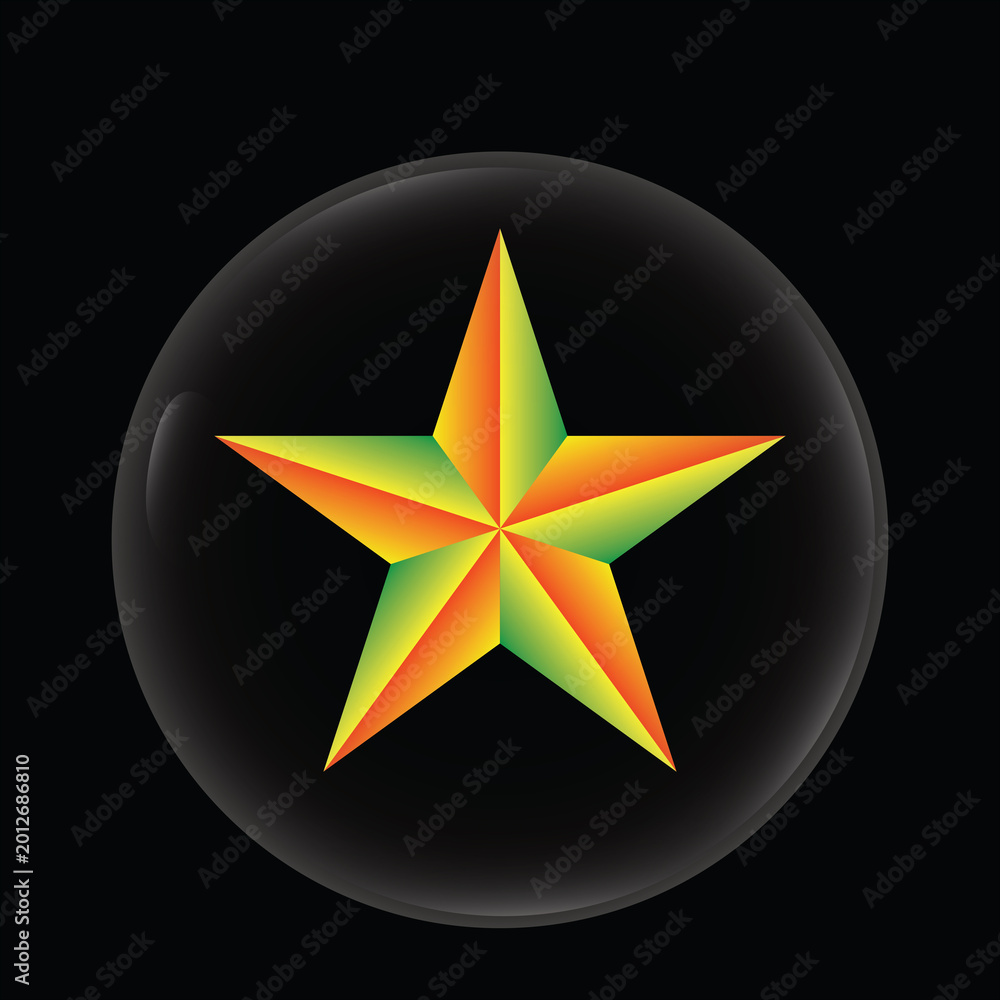 Fototapeta premium Luxury Golden Star Encased in a Realistic Transparent Glass Bubble or Sphere
