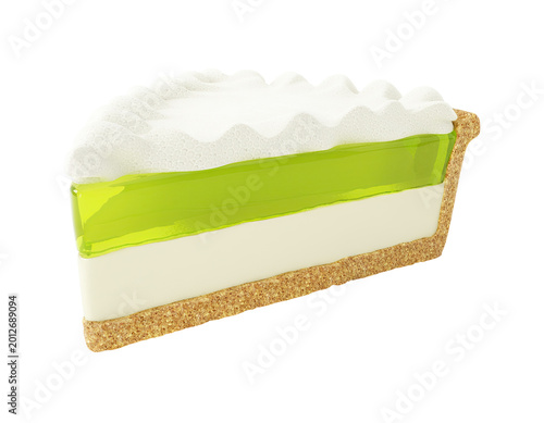 Slice of Key Lime Pie with Whipped Cream and Jelly Layer