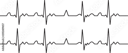 Photos Collection of heartbeat pulse rhythm lines for medical design projects vector set representing heart monitoring, ECG signals and healthcare diagnostics for hospital and wellness visuals