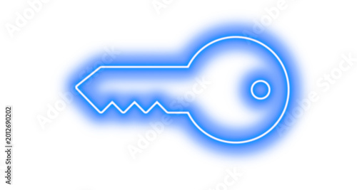 clipart of blue neon key  icon with keyhole on transparent PNG background for  lock and unlock home  or car in house
