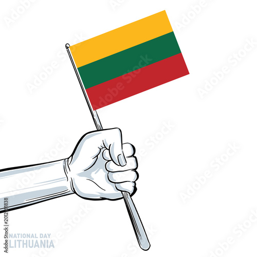 Konstfotografi Hand Holding Lithuania National Flag Minimal Patriotic Illustration