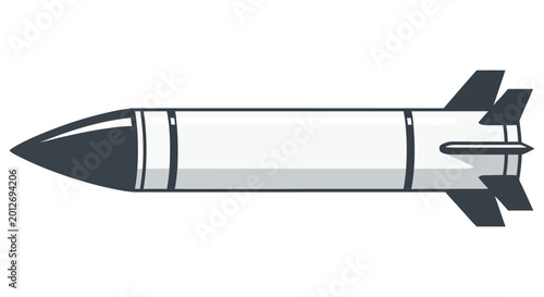 Canvas-taulu Simple illustration of a grey missile with black fins viewed from the side