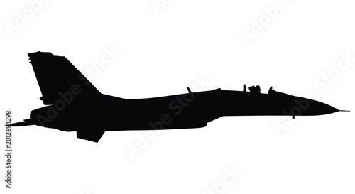 Bild auf Leinwand Silhouette of a fighter jet in flight against a white background