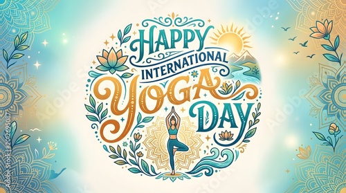 Yoga Typography Happy International Yoga Day Design