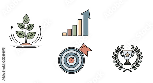 Bild auf Leinwand Business growth and success icons.
