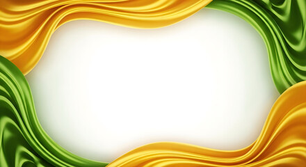 Vibrant green and gold silk fabric border design