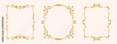 Bilde på lerret Set of golden frames, monograms, classical arcitecture decor