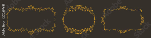 Photos Set of golden frames, monograms, classical arcitecture decor