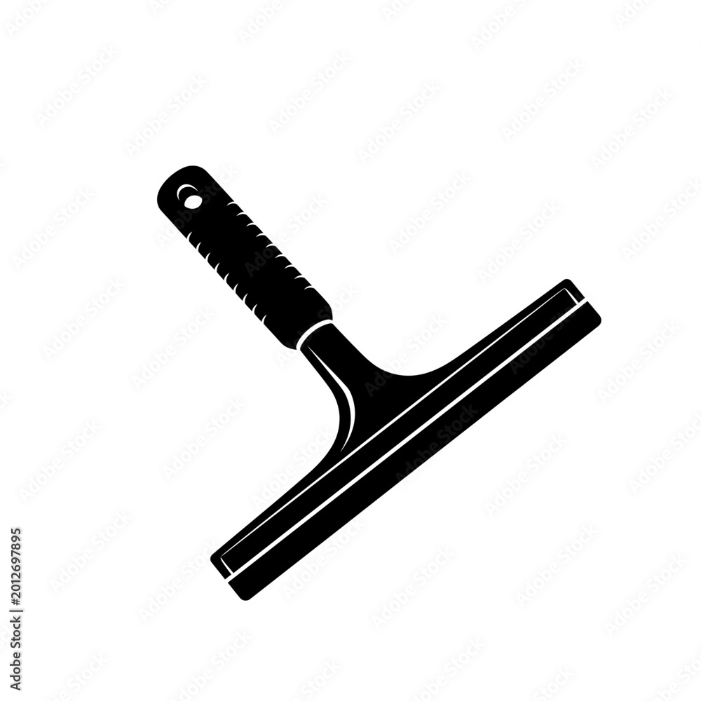 Obraz premium Black and White Squeegee Illustration for Cleaning Surfaces.