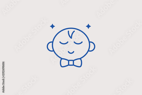 Картината върху платно Baby boy with bow tie line icon for formal toddler wear and special occasion announcements
