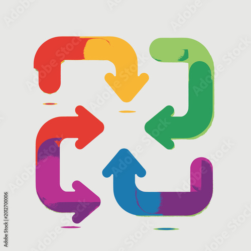 Colorful arrows forming a circular loop, representing recycling and continuous process.